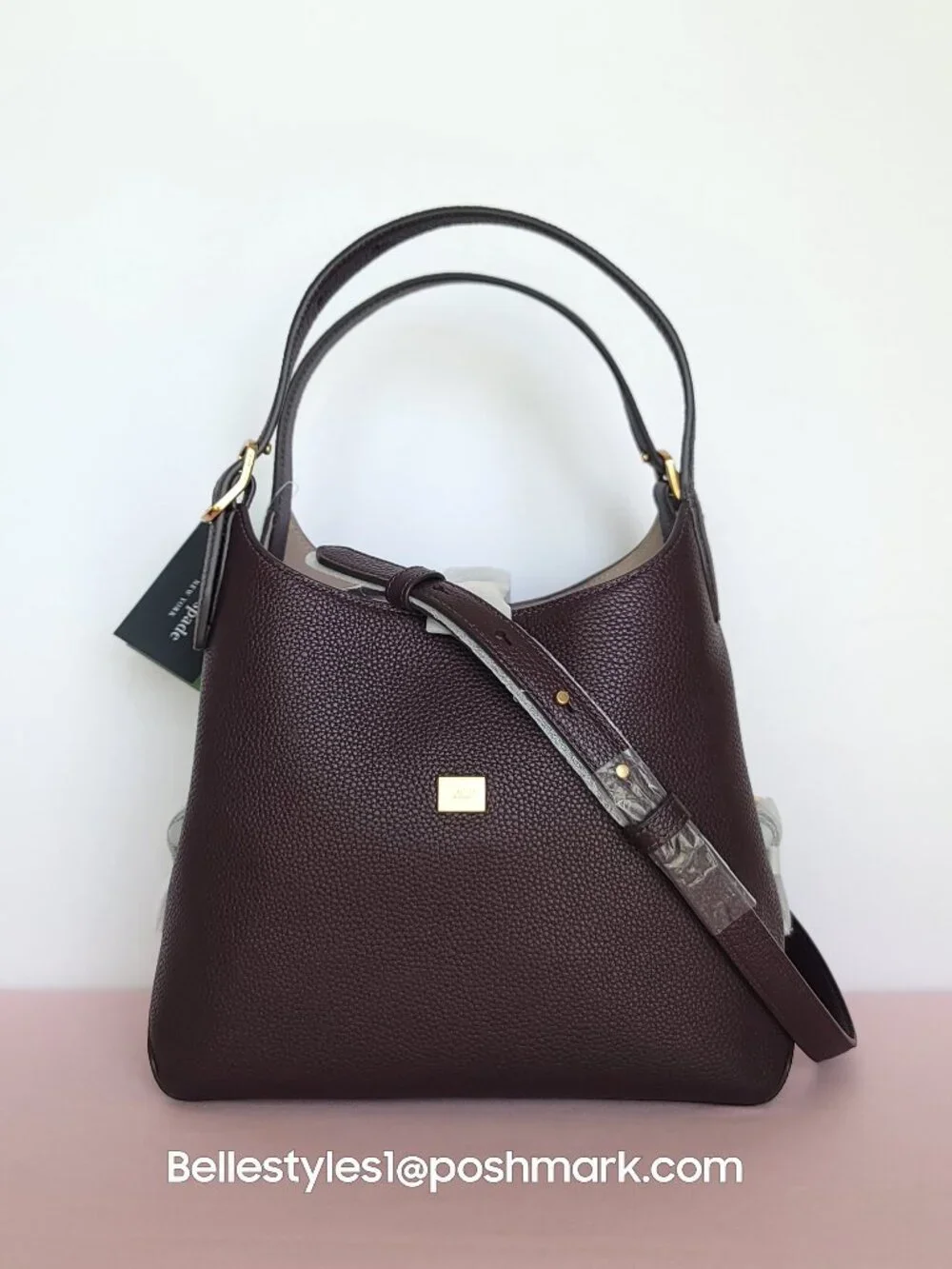 KATE SPADE Deco MEDIUM Pebbled Leather Crossbody Tote Bag- Blackberry color⭐